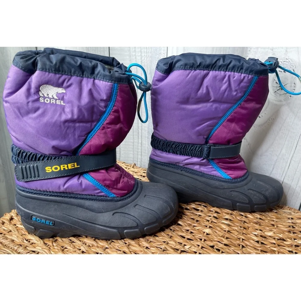 Sorel Youth Flurry Boots Insulated Snow Winter Warm Liners Purple Sz 6
